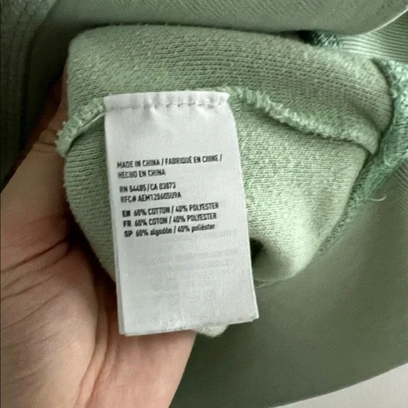 American Eagle Sweater Women's Large Light Green Fleece Pullover Sweatshirt - Picture 5 of 6